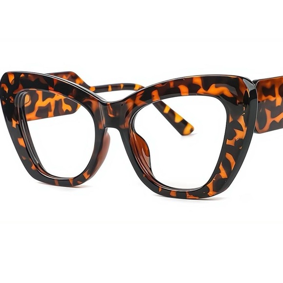 unbranded Accessories - Brown Tortoise Shell Cheetah Leopard Animal Print Oversized Frames clear lenses